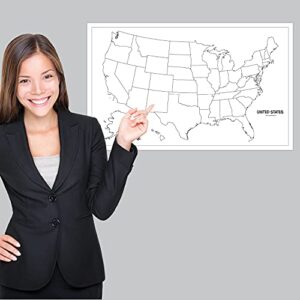 Palace Learning 2 Pack - Blank USA Map Outline Poster + Simplified USA Map for Kids [Blank] (LAMINATED, 18" x 29")