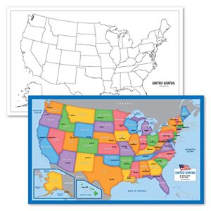 palace learning 2 pack - blank usa map outline poster + simplified usa map for kids [blank] (laminated, 18" x 29")