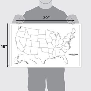 Palace Learning 2 Pack - Blank USA Map Outline Poster + Simplified USA Map for Kids [Blank] (LAMINATED, 18" x 29")