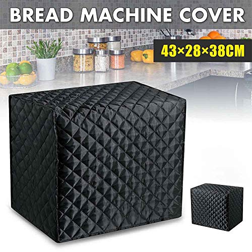 Bread Maker Cover, Cotton Quilted Diamond Stitching Bakeware Protector,Kitchen Toaster Appliance Dust Cover, Machine Washable(Black, 17"x11"x15")