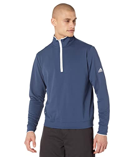 adidas Golf Men's Standard UPF Quarter Zip Pullover, Crew Navy, Medium