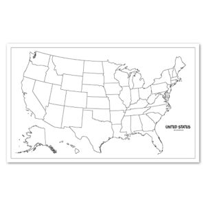 Palace Learning Blank USA Map Outline Poster LAMINATED - 18" x 29" (For Use With Wet Erase Markers Only)