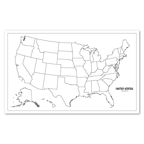 Palace Learning Blank USA Map Outline Poster LAMINATED - 18" x 29" (For Use With Wet Erase Markers Only)