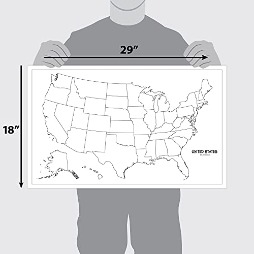 Palace Learning Blank USA Map Outline Poster LAMINATED - 18" x 29" (For Use With Wet Erase Markers Only)