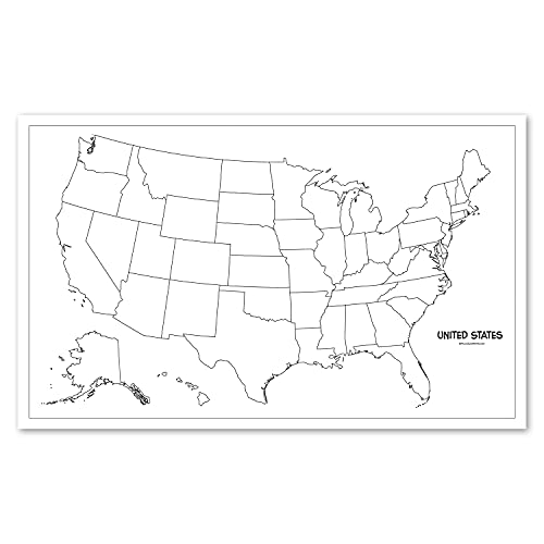 Palace Learning 3 Pack - USA & World Map Blank Outline Posters + Simplified USA Map for Kids [Blank] - LAMINATED, 18" x 29" (For Use With Wet Erase Markers)