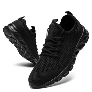 Tvtaop Tennis Shoes for Mens Athletic Running Shoes Lightweight Casual Sneakers Non Slip Walking Gym Sport Shoes Black,Mens Size 6.5