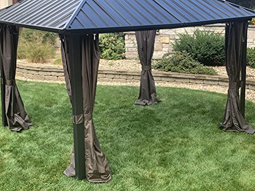 Universal Privacy Curtains for 12'x16' Gazebo by Outdoor Casual - Fits Sambra, Concord, Edison and More