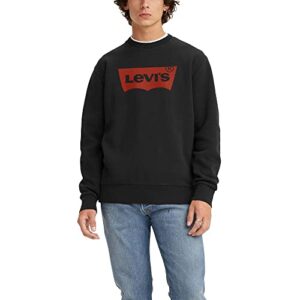levi's men's graphic crewneck sweatshirt, (new) jet black fleece, 3x-large