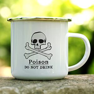 Poison Skull and Crossbones Spooky Scary Halloween Coffee Campfire Mug, Pirate Lover Camp Cup, Gift for Friend Him Her Coworker (12oz)