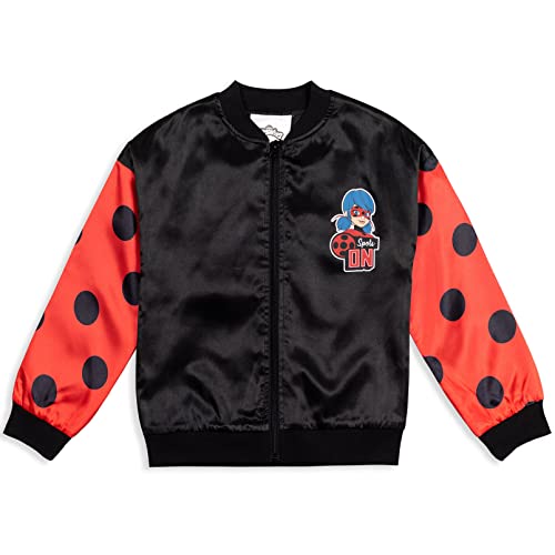 Miraculous Ladybug Big Girls Zip-up Bomber Jacket Red/Black 10-12