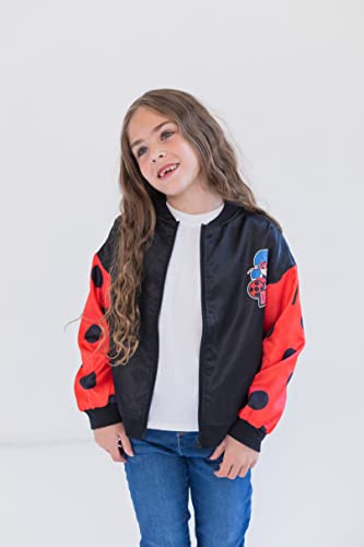 Miraculous Ladybug Big Girls Zip-up Bomber Jacket Red/Black 10-12