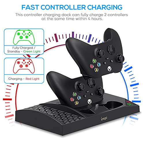 Auarte Upgraded Cooling Fan Stand for Xbox Series S Console,Wireless Controller Dual Charging Station Dock with 2 x 1400mAh Rechargeable Batteries Packs,Headset Holder for Xbox Series S,Black