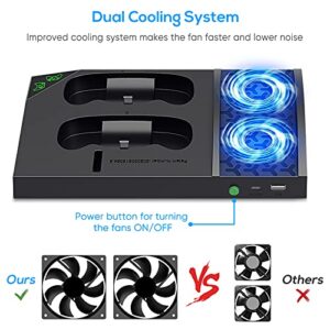 Auarte Upgraded Cooling Fan Stand for Xbox Series S Console,Wireless Controller Dual Charging Station Dock with 2 x 1400mAh Rechargeable Batteries Packs,Headset Holder for Xbox Series S,Black