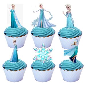 froze_n cupcake toppers princess 16pcs edible wafer paper decoration for disne_y party supplies for grils happy birthday party decorations