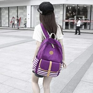 Sugaroom Canvas School Backpack for Girls Teen Laptop Bag Travel Bag Bookbag Daypack with Lunch Box (Purple 3PCS)