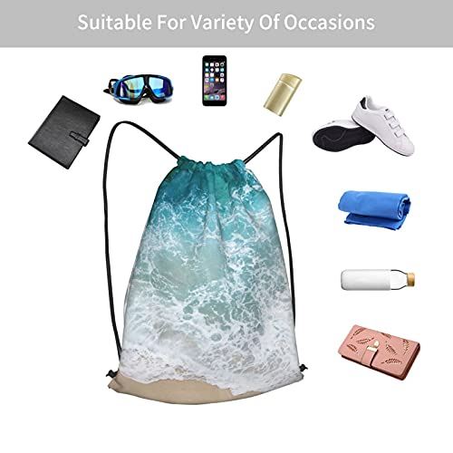 TumzfhQ Drawstring Gym Backpack for Men Women Beach Sea Water Lightweight String Bag Sackpack Workout Bag Use for School Traveling Sport Yoga Shopping Beach