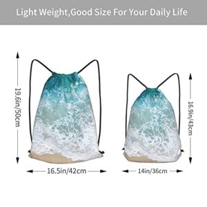 TumzfhQ Drawstring Gym Backpack for Men Women Beach Sea Water Lightweight String Bag Sackpack Workout Bag Use for School Traveling Sport Yoga Shopping Beach