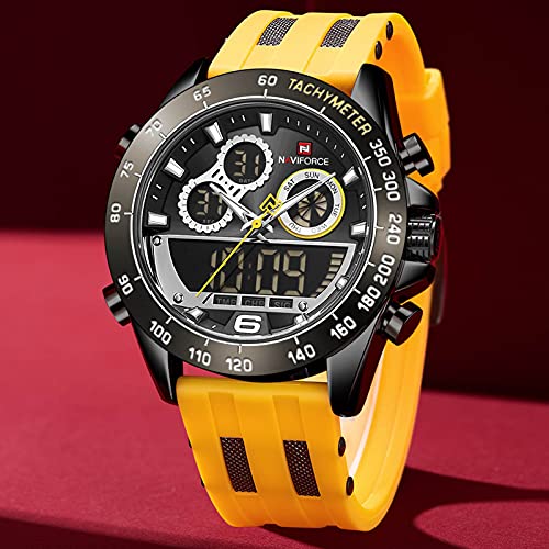 NAVIFORCE Mens Analog Digital Sport Watches Waterproof Multifunction Chronograph Silicone Strap Watch