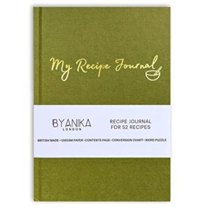 byanika blank recipe book to write in your own recipes hardcover personal recipe journal notebook my family cookbook make your own recipe diary organizer cooking gifts (olive green)