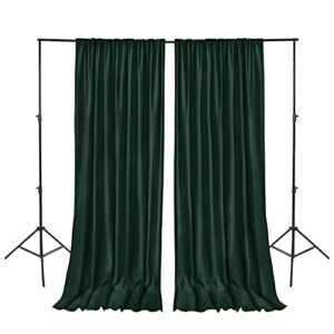 hiasan hunter green backdrop curtains for parties, polyester photography backdrop drapes for baby shower, wedding decorations, 5ftx10ft, set of 2 panels
