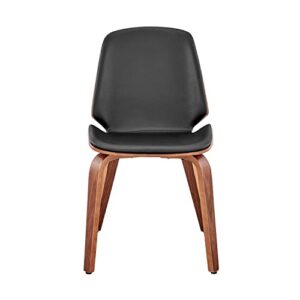 Armen Living Brinley Faux Leather Wood Dining Room Accent Chair, Black/Walnut