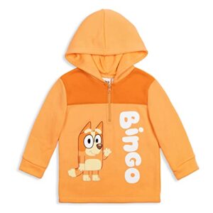 bluey bingo toddler boys fleece half zip hoodie orange 4t