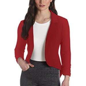 Womens Casual Work High Low Blazer Jacket JK45590X 1073T Dark RED 2X