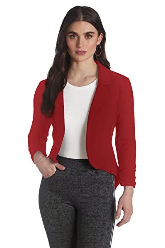 Womens Casual Work High Low Blazer Jacket JK45590X 1073T Dark RED 2X