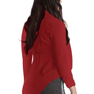 Womens Casual Work High Low Blazer Jacket JK45590X 1073T Dark RED 2X