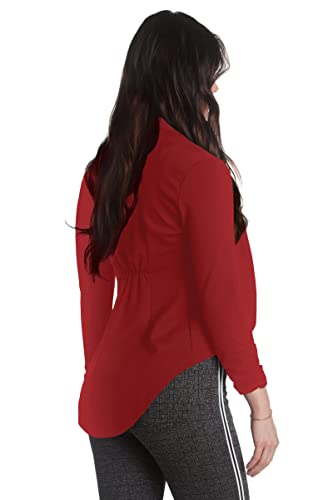 Womens Casual Work High Low Blazer Jacket JK45590X 1073T Dark RED 2X