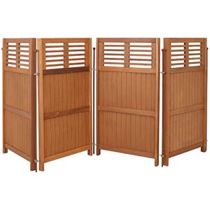 sunnydaze 44-inch tall folding outdoor wood panel privacy screen