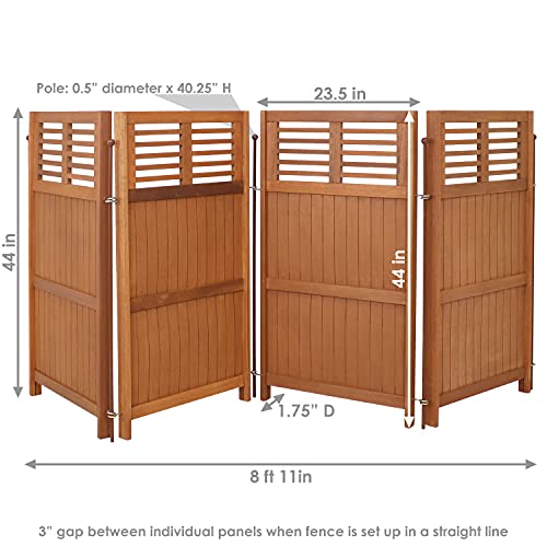 Sunnydaze 44-Inch Tall Folding Outdoor Wood Panel Privacy Screen