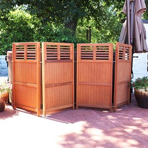 Sunnydaze 44-Inch Tall Folding Outdoor Wood Panel Privacy Screen