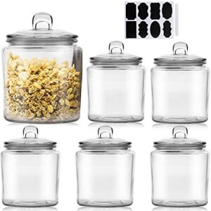 woaiwo-q 35 oz glass jars, glass storage container with glass lid for biscuits, candy, dry goods, beans, cookie jar with lid for home & kitchen (set of 6）