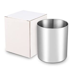 Bidponds Silver Pencil Holder for Desk,304 Stainless Steel Desktop Pen Holder,Pencil Holder,Pencil Cup,Pencil Pot, Makeup Brush Holder,Stationery Organizer