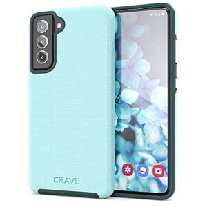 crave dual guard for samsung galaxy s21 fe case, shockproof protection dual layer case for samsung galaxy s21 fe, s21 fe 5g - aqua