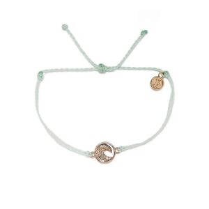 pura vida rose gold-plated swell waves bracelet - adjustable band, coated brand charm - winterfresh