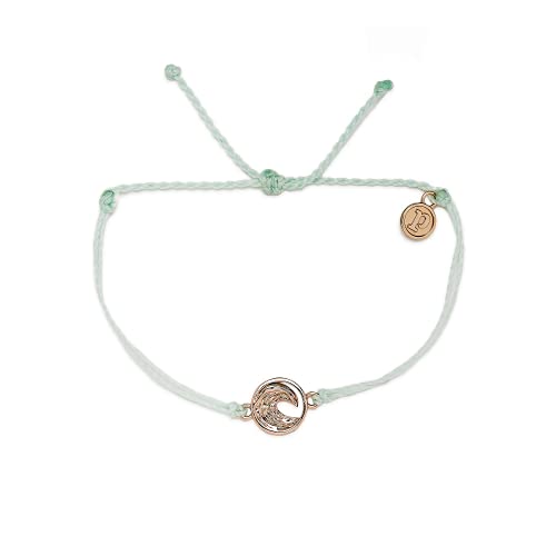 Pura Vida Rose Gold-Plated Swell Waves Bracelet - Adjustable Band, Coated Brand Charm - Winterfresh