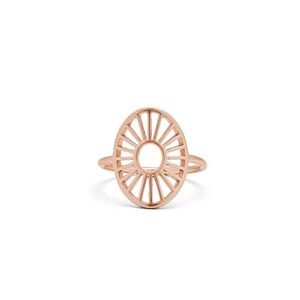 pura vida rose gold-plated sunburst stackable ring - brass base, stylish design - size 7