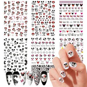 cute nail stickers cartoon nail art decals 3d self adhesive cute anime nail sticker nail decoration for girls kids women manicure tips decoration supplies (6 sheets)