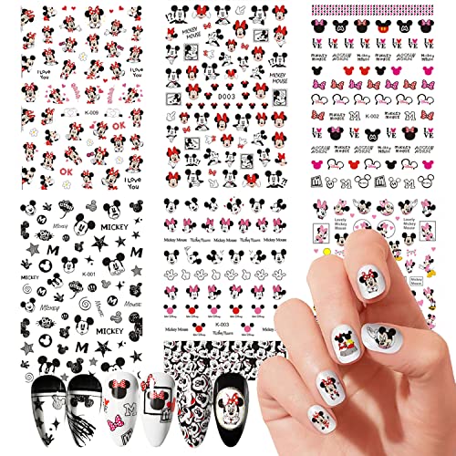 Cute Nail Stickers Cartoon Nail Art Decals 3D Self Adhesive Cute Anime Nail Sticker Nail Decoration for Girls Kids Women Manicure Tips Decoration Supplies (6 Sheets)