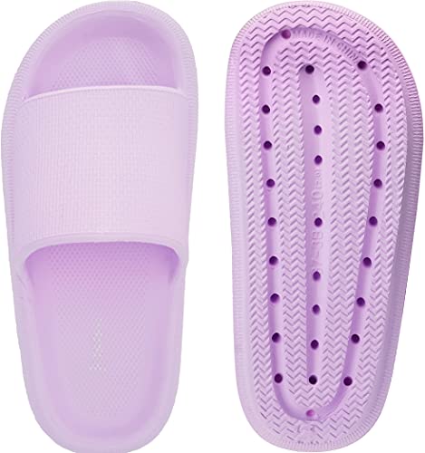 Joomra Womens Shower Slides Slippers Massage Foam Cushioning Bathroom Sandals Open Toe Pool Beach Ladies Outdoor Non Slip Soft Thick Sole Female Sandles Purple 37-38