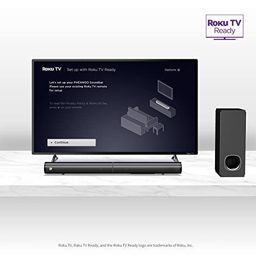 Sound Bar for TV, PHEANOO 2.1 CH Soundbar with Subwoofer, HDMI(ARC)/Bluetooth 5.0/Optical/AUX Connectivity – D5