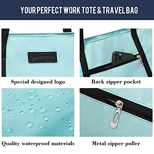 Tote Bag for Women, Teacher Work Tote Bags fit 15.6 Inch Computer Shoulder Office Satchel Bag Large Zippered Totes Travel Purse Lightweight Beach Handbag Waterproof