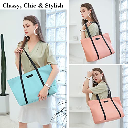 Tote Bag for Women, Teacher Work Tote Bags fit 15.6 Inch Computer Shoulder Office Satchel Bag Large Zippered Totes Travel Purse Lightweight Beach Handbag Waterproof