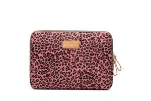 xskn leopard spot canvas fabric zipper laptop sleeve case cover for all 13 14 15 inch computers, bag macbook air pro retina laptops notebook (13 inch, for 13.3 laptop), pink