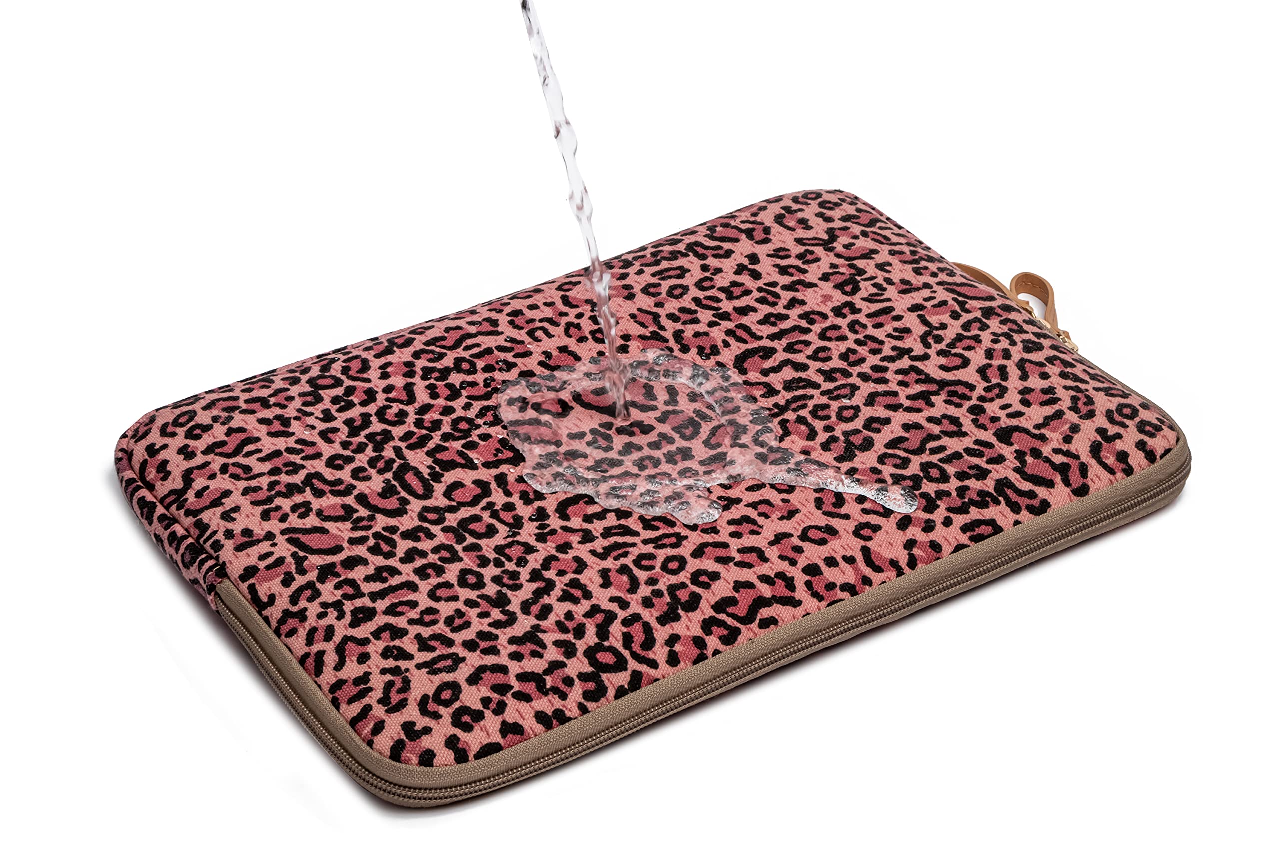 XSKN Leopard Spot Canvas Fabric Zipper Laptop Sleeve Case Cover for All 13 14 15 inch Computers, Bag MacBook Air Pro Retina Laptops Notebook (13 inch, for 13.3 Laptop), Pink