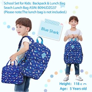 VX VONXURY Backpack for Boys and Girls, Lightweight Kids Backpack Preschool Toddler Kindergarten Bookbag with Front Chest Buckle,Navy Shark