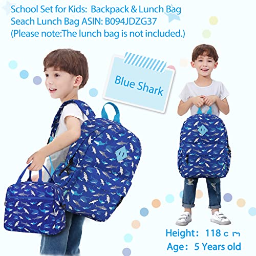 VX VONXURY Backpack for Boys and Girls, Lightweight Kids Backpack Preschool Toddler Kindergarten Bookbag with Front Chest Buckle,Navy Shark