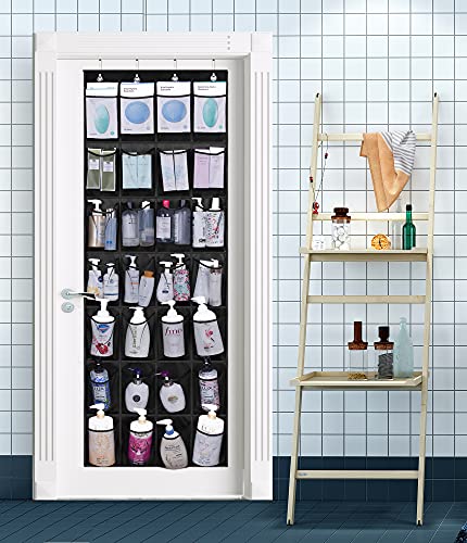 AOODA 28 Mesh Large Pockets Over The Door Shoe Organizer, Hanging Shoe Organizer for Closet Door Shoe Rack Hanger Holder, Black